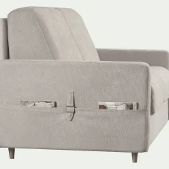 Canapé 3 places convertible en tissu Stella densité 25kg/m3 - beige roucas