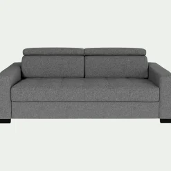 Canapé 3 places convertible en tissu avec accoudoirs 20cm - gris
