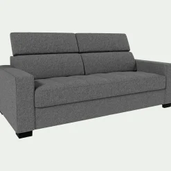 Canapé 3 places convertible en tissu avec accoudoirs 20cm - gris