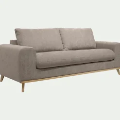 Canapé 3 places convertible en tissu storm - taupe