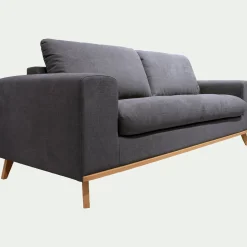 Canapé 3 places convertible en tissu Cosmo - gris anthracite