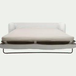 Canapé 3 places convertible en tissu wind - blanc écru