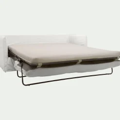Canapé 3 places convertible en tissu wind - blanc écru