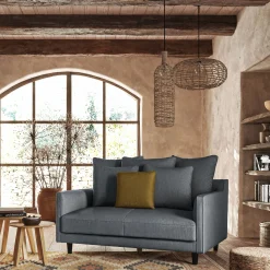 Canapé 2 places convertible tissu mixte - gris ardoise