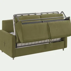 Canapé 3 places convertible en tissu Stella densité 25kg/m3 - vert cèdre