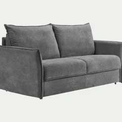 Canapé 3 places convertible en tissu avec matelas densité 35kg/m3 - gris restanque