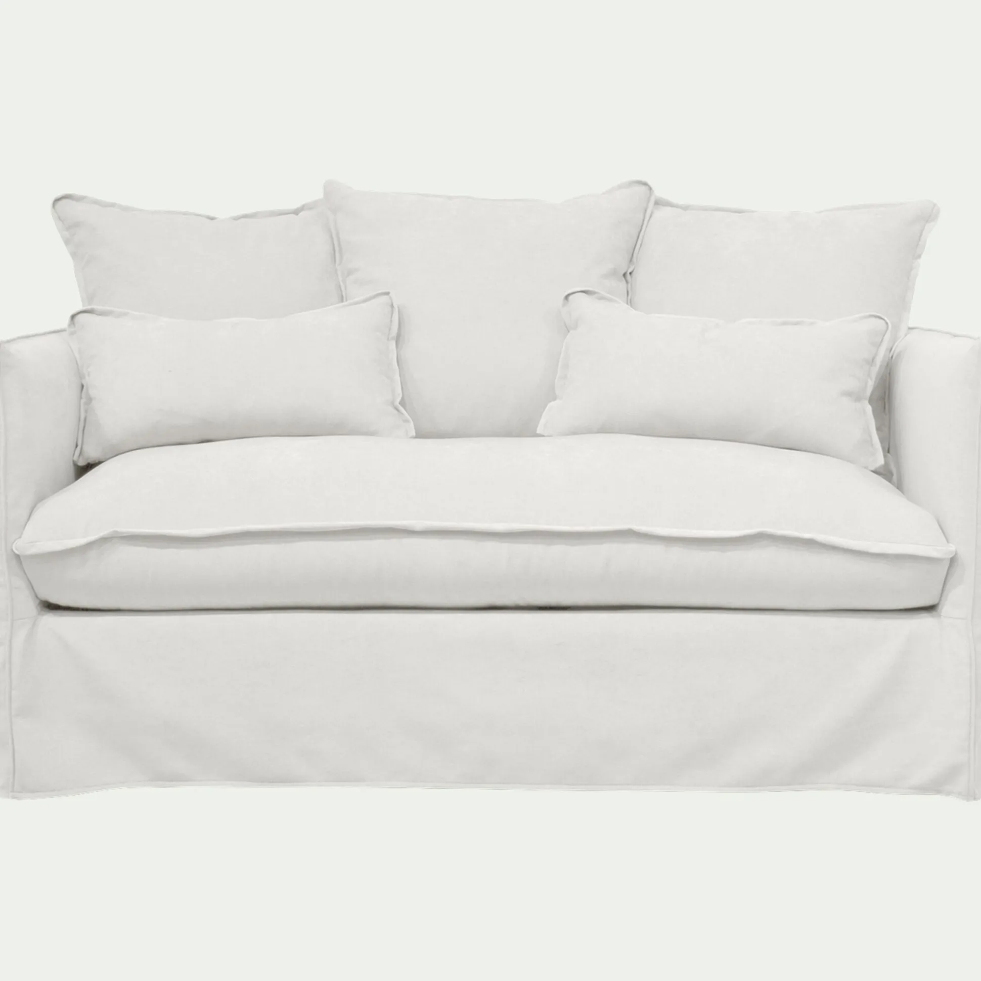 Canapé 2 places convertible en tissu wind - blanc écru