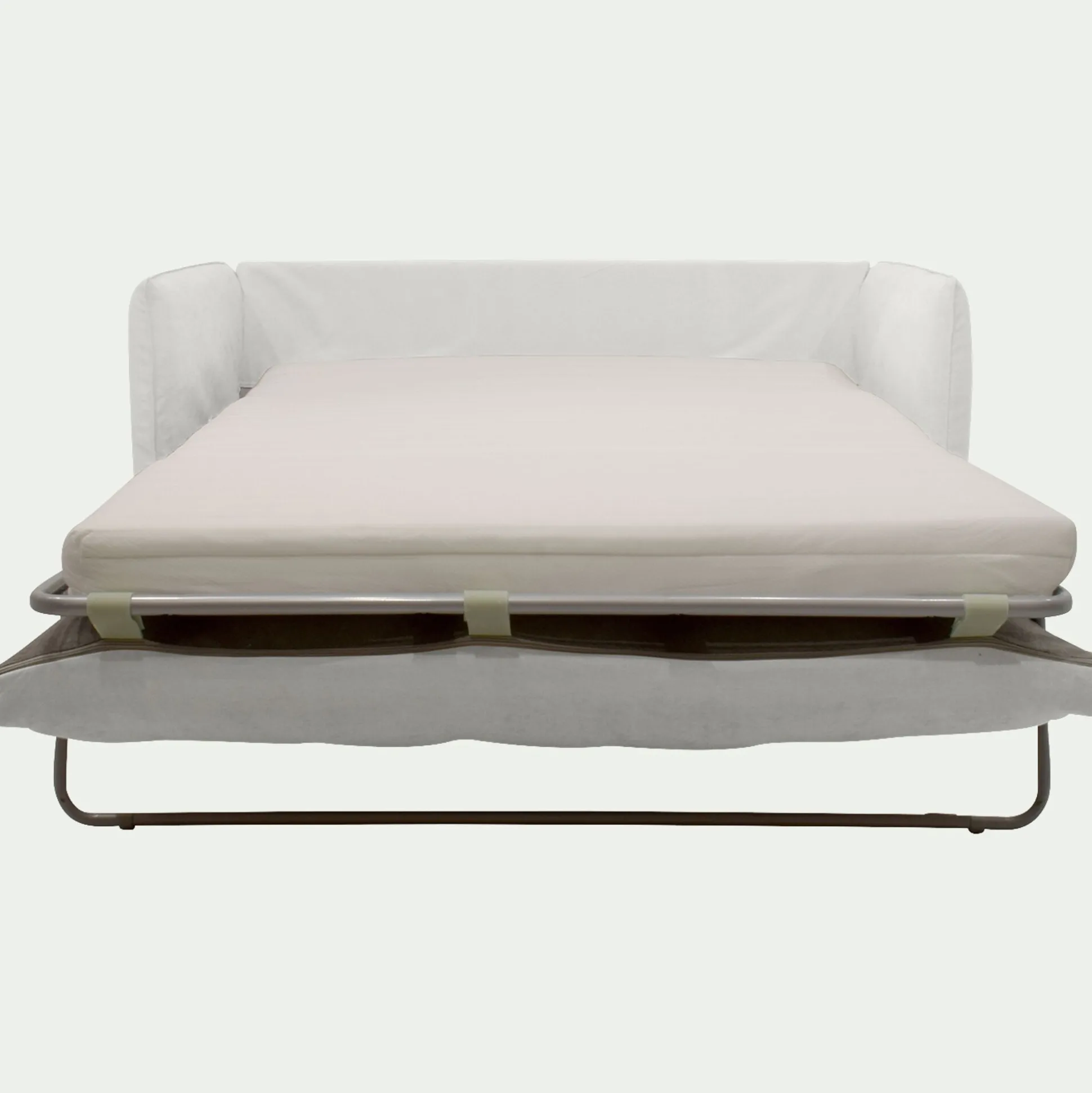 Canapé 2 places convertible en tissu wind - blanc écru