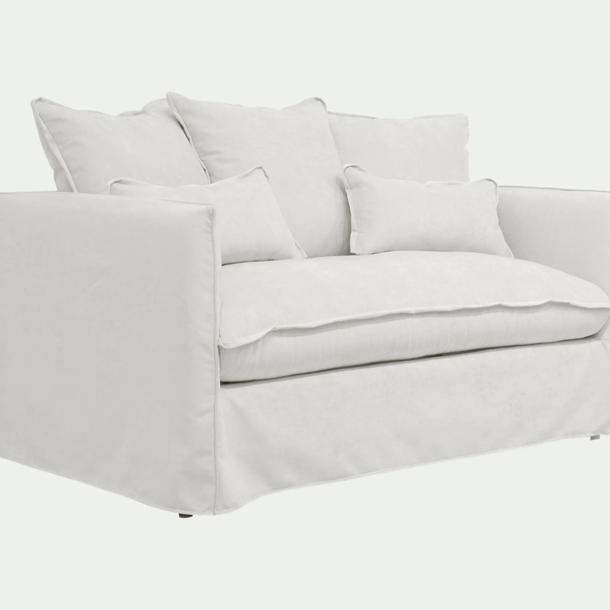 Canapé 2 places convertible en tissu wind - blanc écru