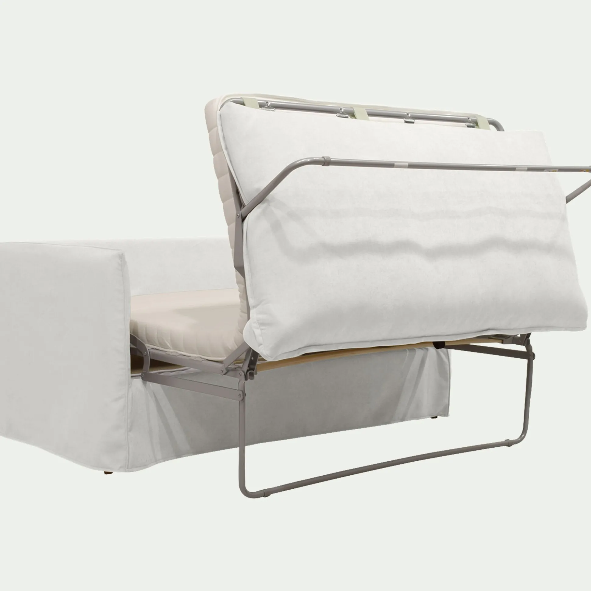 Canapé 2 places convertible en tissu wind - blanc écru