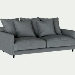 Canapé 3 places convertible matelas Bultex tissu mixte - gris ardoise