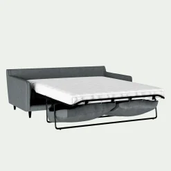 Canapé 3 places convertible matelas Bultex tissu mixte - gris ardoise