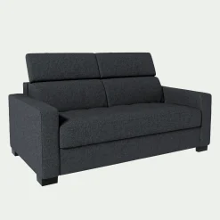 Canapé 2 places convertible en tissu pop avec accoudoirs 15cm - gris anthracite