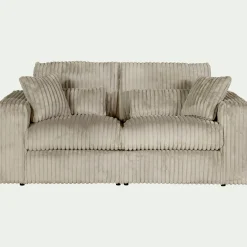 Canapé 3 places convertible en velours côtelé bita - blanc ventoux