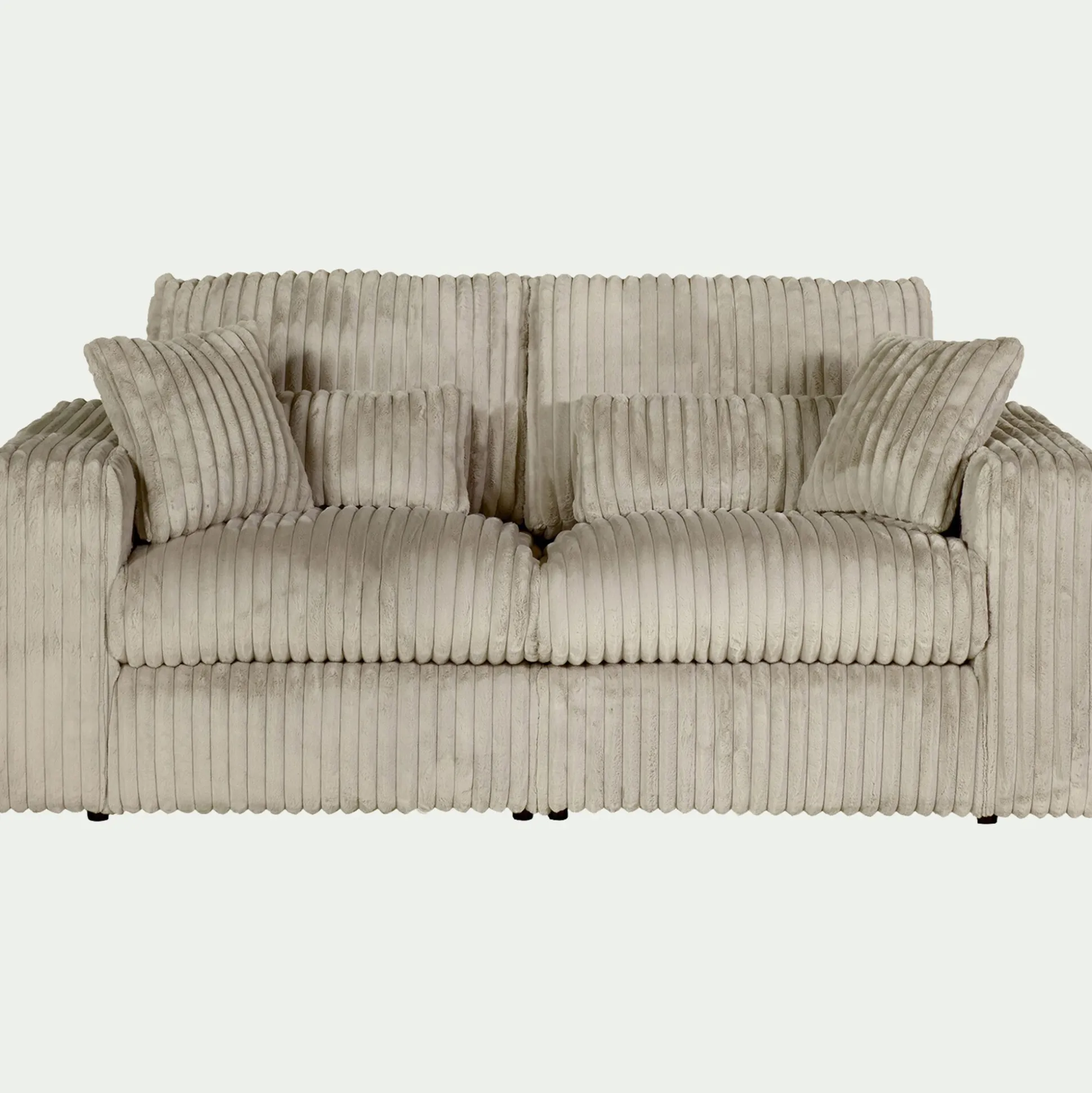 Canapé 3 places convertible en velours côtelé bita - blanc ventoux