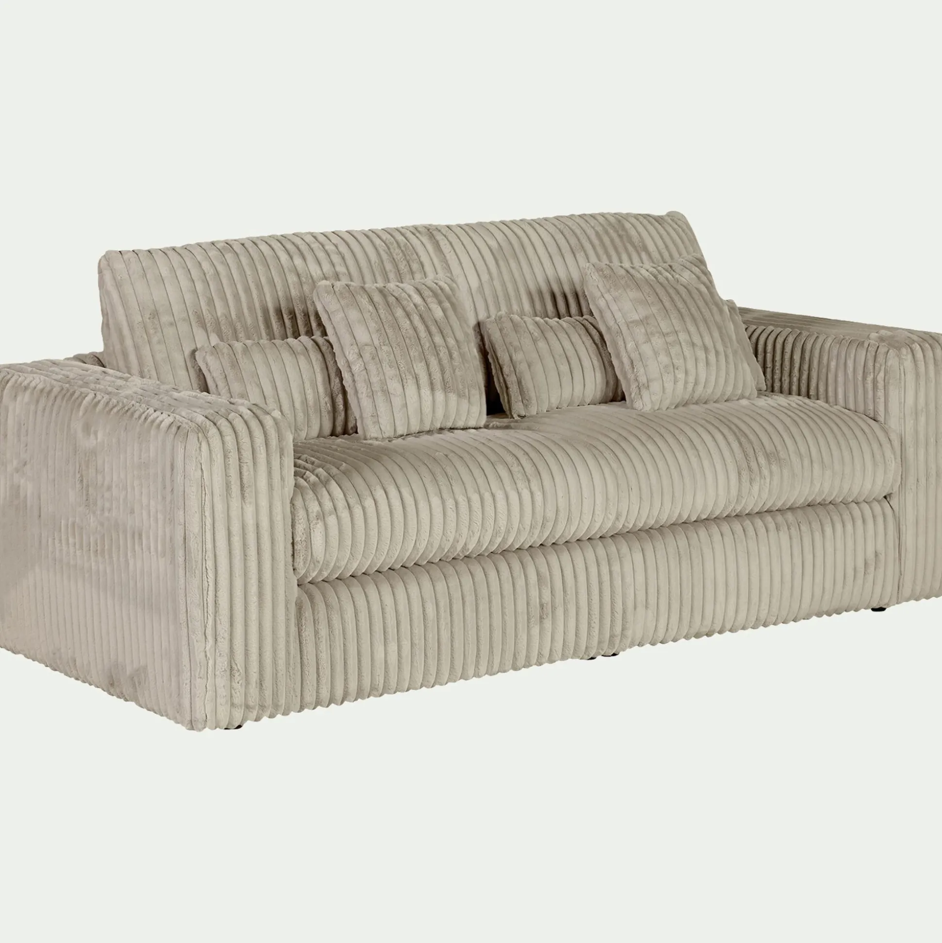 Canapé 3 places convertible en velours côtelé bita - blanc ventoux
