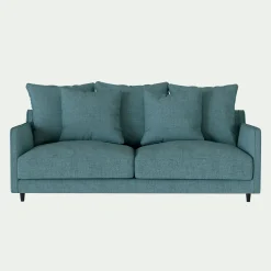 Canapé 3 places convertible en tissu - bleu niolon