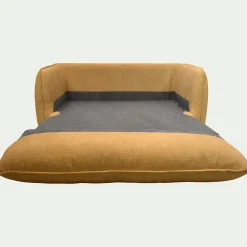 Canapé 2 places convertible en tissu Eden - jaune argan