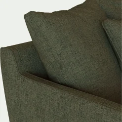 Canapé 2 places droit convertible matelas Bultex en tissu joint - vert cedre