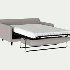 Canapé 2 places droit convertible matelas Bultex en tissu joint - gris borie