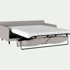 Canapé 3 places droit convertible matelas Bultex tissu joint - gris borie
