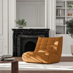 Canapé 2 places en tissu chenille - jaune argan