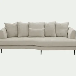 Canapé 5 places fixe droit en tissu cannes - beige roucas