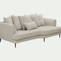 Canapé 5 places fixe droit en tissu cannes - beige roucas