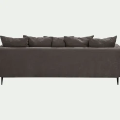 Canapé 5 places fixe droit en tissu cannes - marron