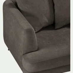 Canapé 5 places fixe droit en tissu cannes - marron