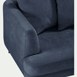 Canapé 5 places fixe droit en tissu cannes - bleu autan