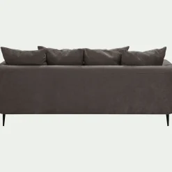 Canapé 3 places fixe droit en tissu cannes - marron