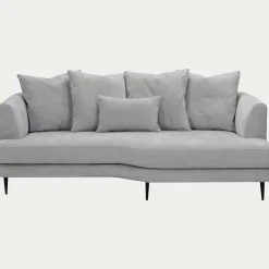 Canapé 3 places fixe droit en tissu cannes - gris