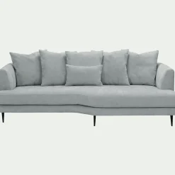 Canapé 5 places fixe droit en tissu cannes - gris