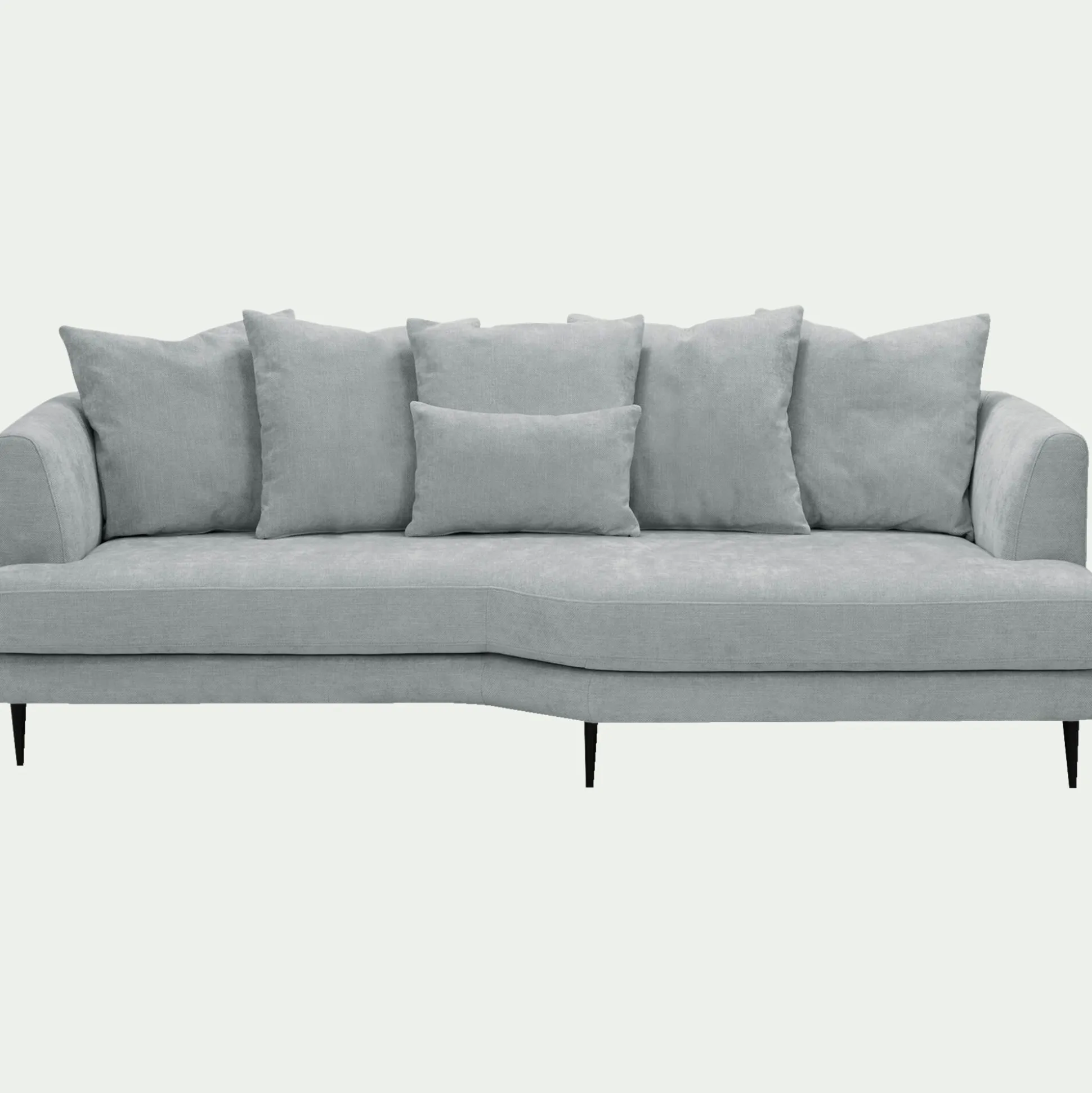 Canapé 5 places fixe droit en tissu cannes - gris