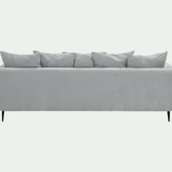 Canapé 5 places fixe droit en tissu cannes - gris