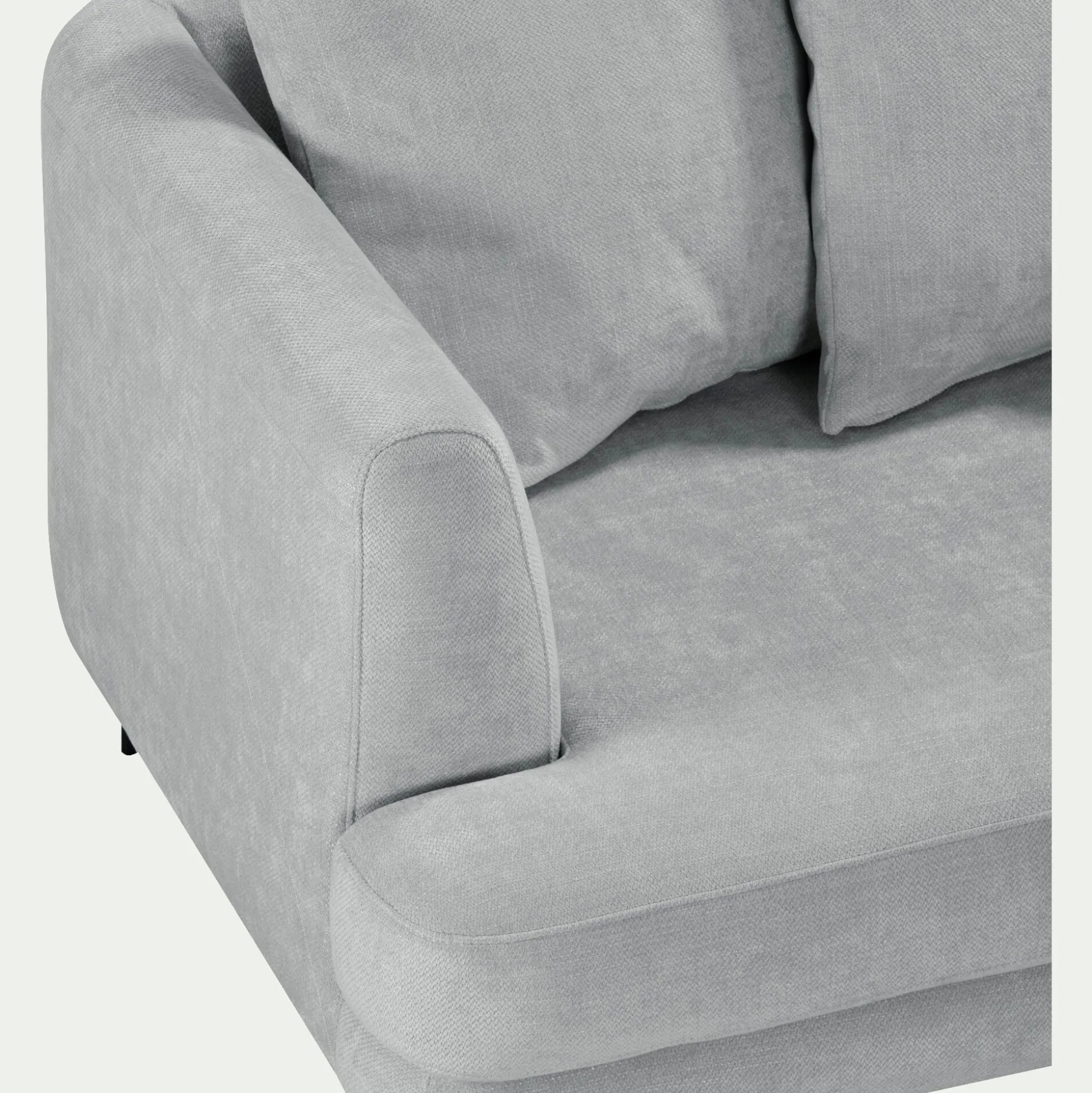 Canapé 5 places fixe droit en tissu cannes - gris