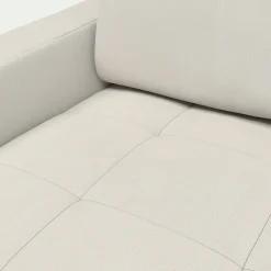 Canapé 3 places fixe en cuir avec accoudoirs 20cm - blanc