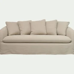Canapé 3 places fixe en lin - beige alpilles