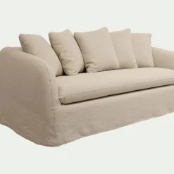 Canapé 3 places fixe en lin - beige alpilles