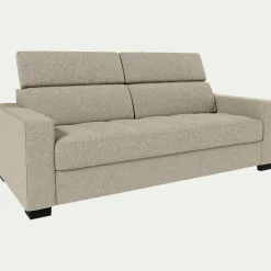 Canapé 3 places fixe en pop avec accoudoirs 20cm - beige