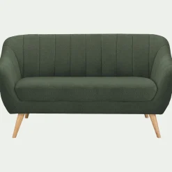 Canapé 2 places fixe en tissu bouclette monza - vert cèdre