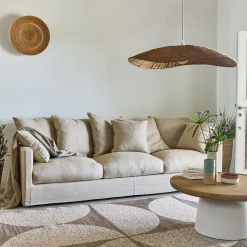 Canapé 5 places fixe en tissu - beige alpilles