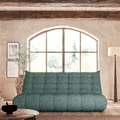 Canapé 4 places fixe en tissu chenille - bleu calaluna