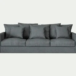 Canapé 5 places fixe en tissu - gris ardoise