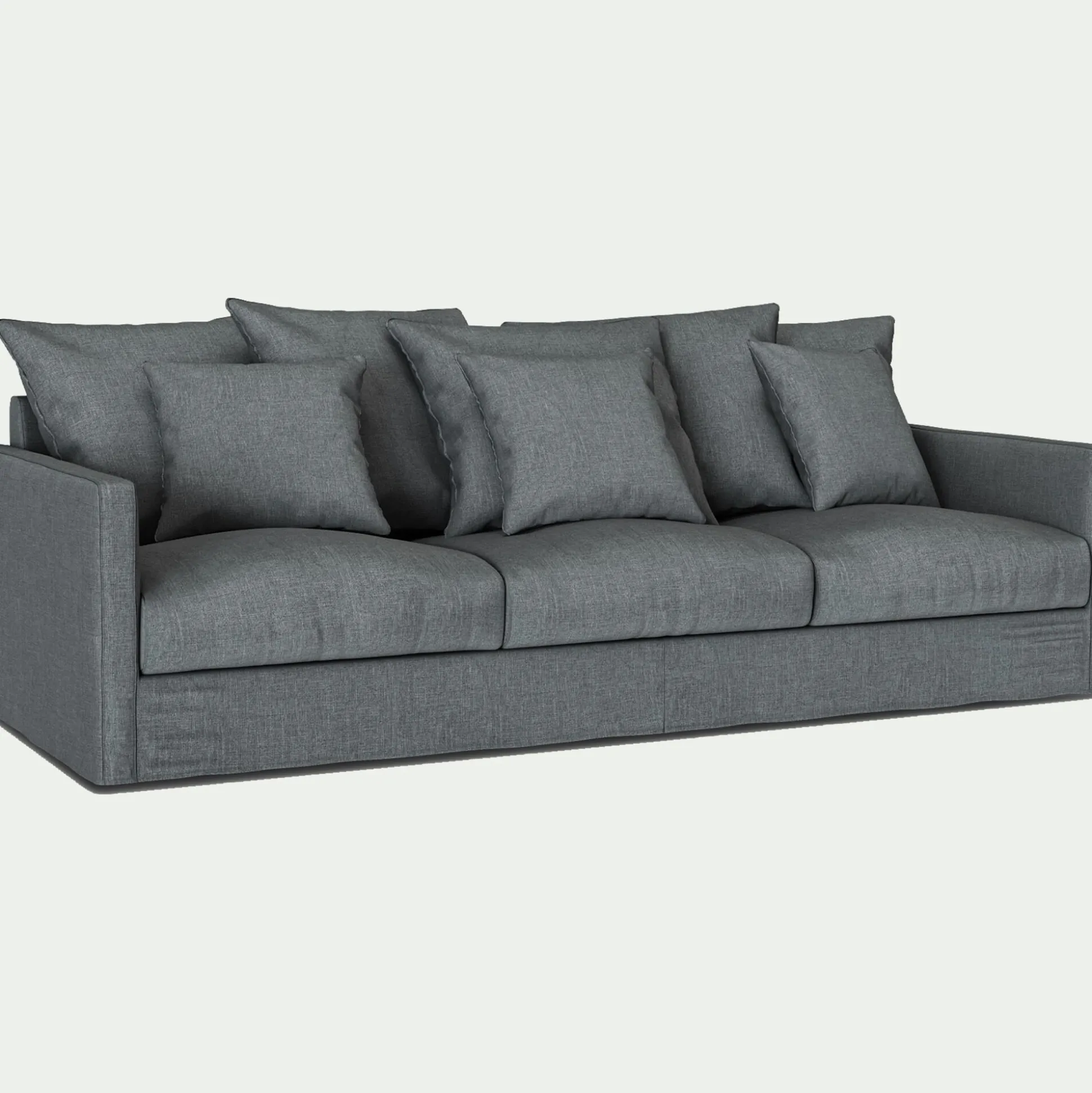 Canapé 5 places fixe en tissu - gris ardoise