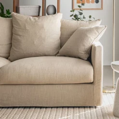 Canapé 3 places fixe en tissu - beige alpilles