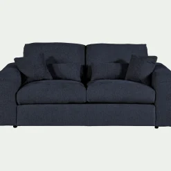 Canapé 3 places fixe en tissu chenille Benjo - bleu marine