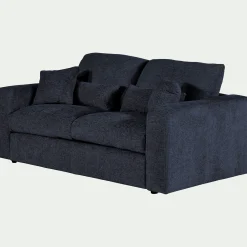 Canapé 3 places fixe en tissu chenille Benjo - bleu marine
