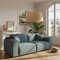 Canapé 3 places fixe en tissu genesis - bleu